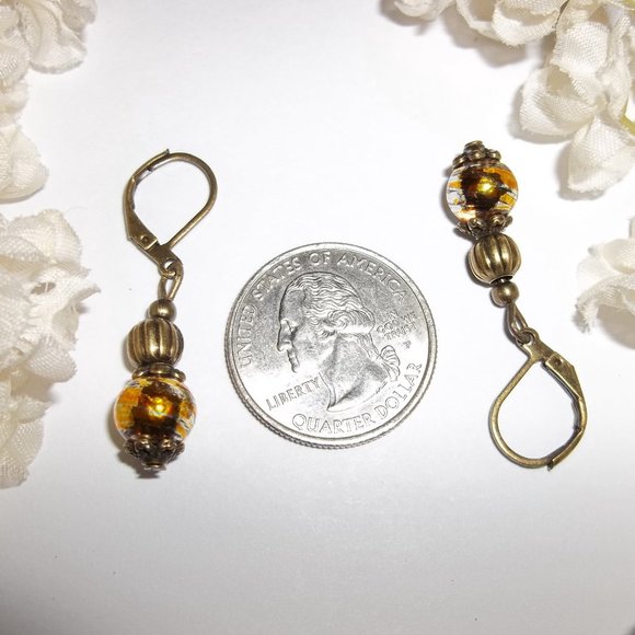 Boho Earring Brown Bronze & Metallic Gold Silver Beaded Dangle Drop Jewelry 5511 - Picture 3 of 8